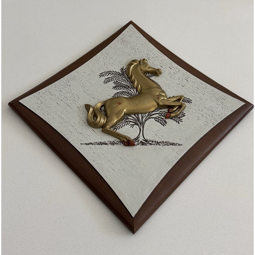 Vintage MCM Burwood Products 3D Arabian Horse Wood Wall Hanging 14"